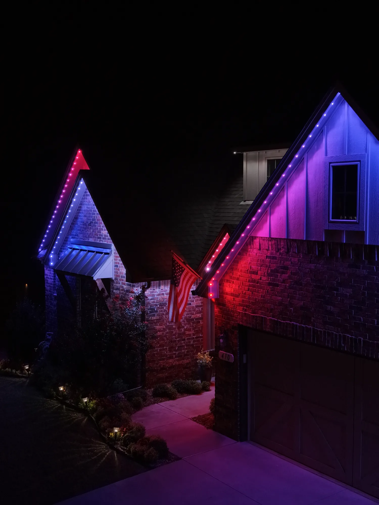 Gable peak running blue and red